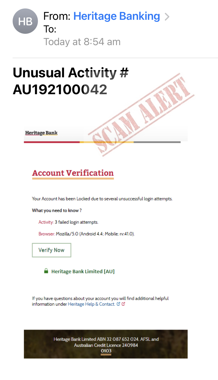 Phishing scam November 2020